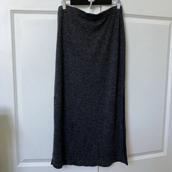 Vintage E.W. Clothing Co Gray Marled Stretch  Jersey Knit Maxi Skirt - Picture 3 of 6